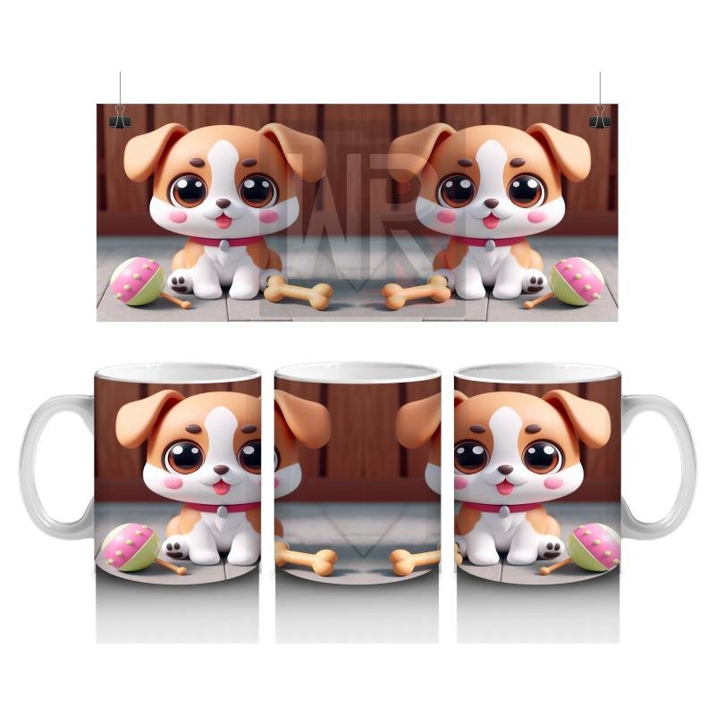 Çocuklara Sütü Sevdiren Neşeli Yavru Köpek Kupa Bardak