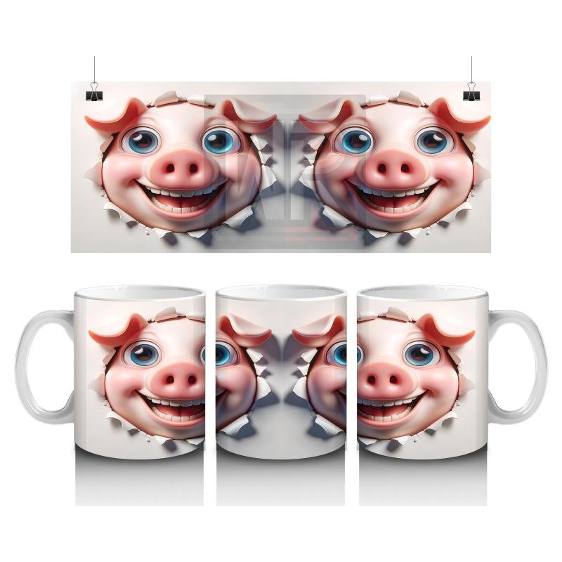 Çocuklara Sütü Sevdiren Patlayan Sevimli Domuz Çifti Kupa Bardak