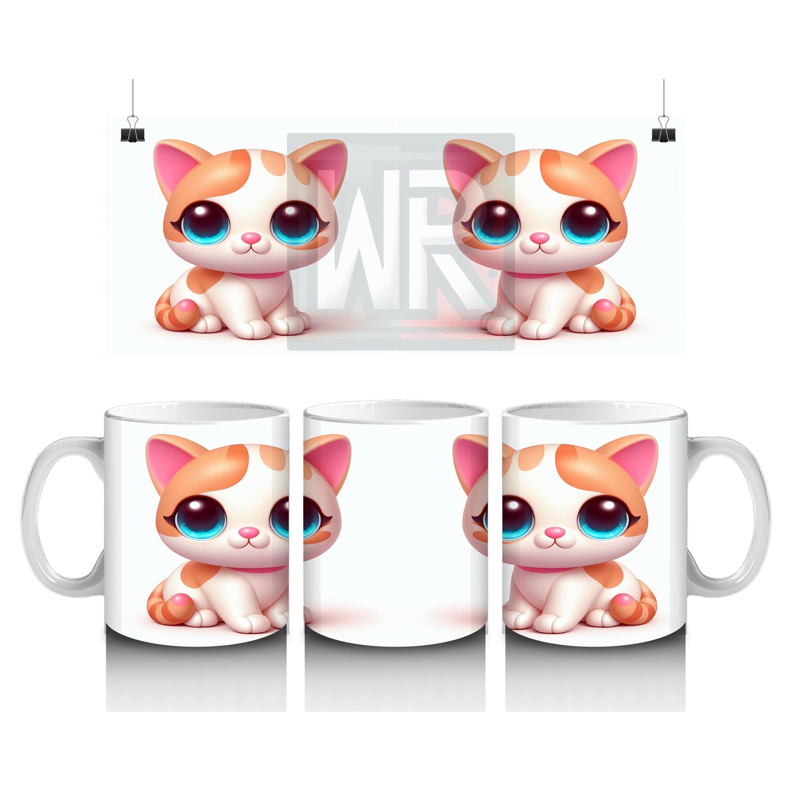 Çocuklara Sütü Sevdiren Pembe Yanaklı Kedi Kupa Bardak