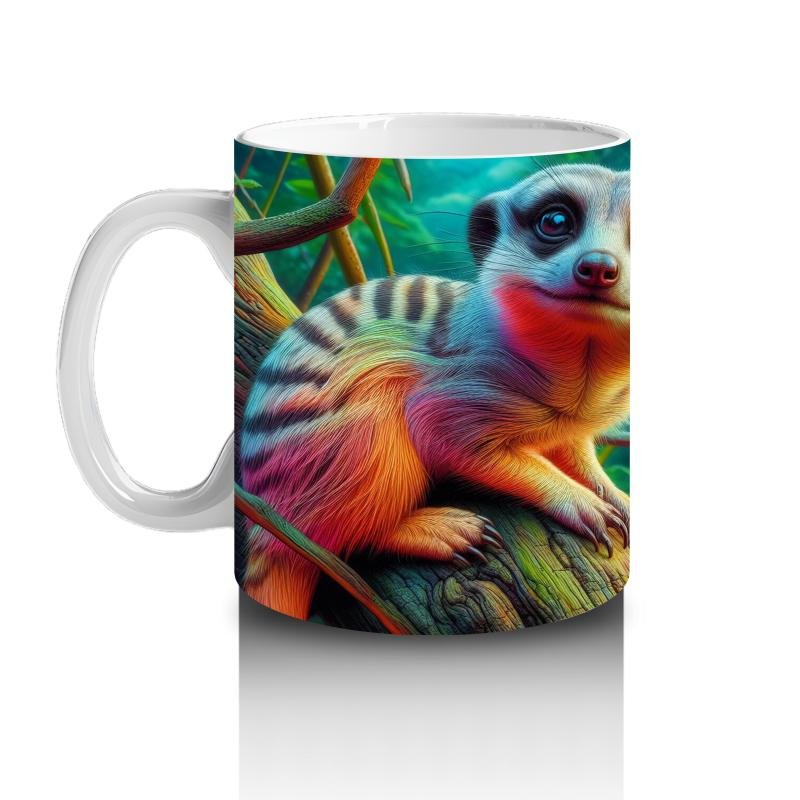 Çocuklara Sütü Sevdiren Rengârenk Sevimli Merkat Desenli Kupa Bardak - 2