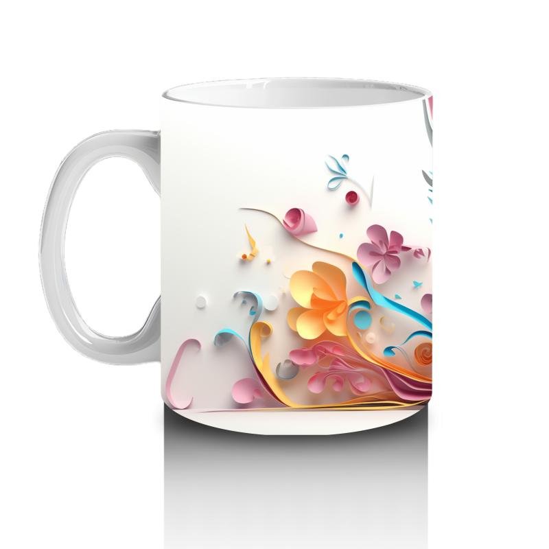 Çocuklara Sütü Sevdiren Renkli Çiçekli Sevimli Kedi Desenli Kupa Bardak - 2