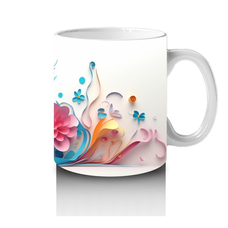 Çocuklara Sütü Sevdiren Renkli Çiçekli Sevimli Kedi Desenli Kupa Bardak - 4