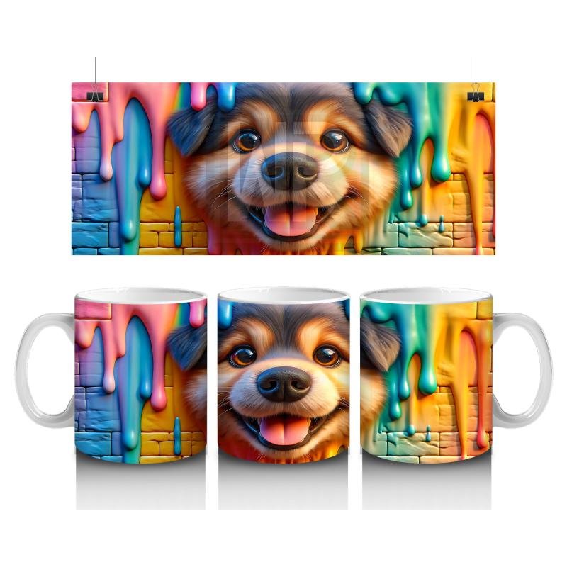 Çocuklara Sütü Sevdiren Renkli Duvar Dostu Köpek Kupa Bardak