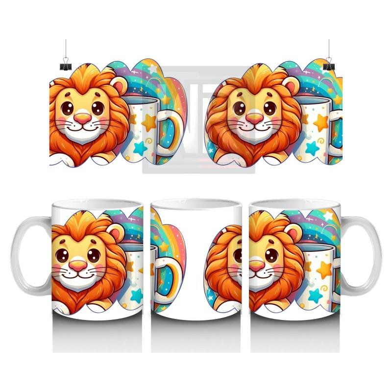 Çocuklara Sütü Sevdiren Renkli Kupasıyla Sevimli Aslan Desenli Kupa Bardak