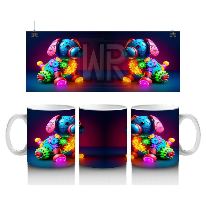 Çocuklara Sütü Sevdiren Renkli Mekanik Köpek Kupa Bardak