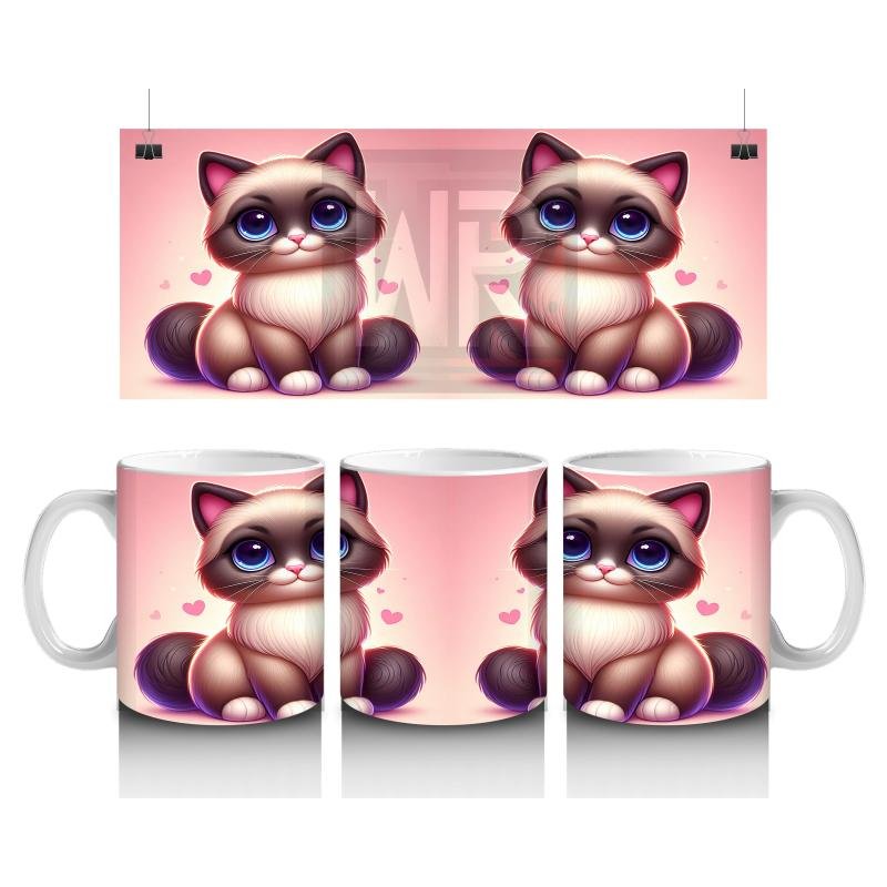 Çocuklara Sütü Sevdiren Safir Gözlü Kedi Kupa Bardak