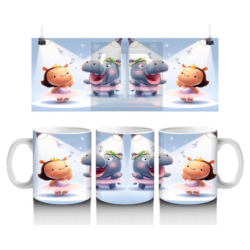 Çocuklara Sütü Sevdiren Sahne Işıkları Altında Balerin Suaygırları Desenli Kupa Bardak