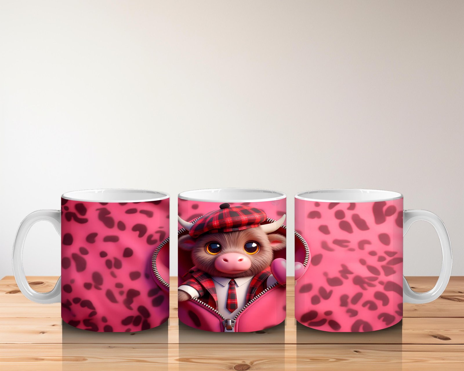 Çocuklara Sütü Sevdiren Şapkalı Sevimli Buzağı Desenli Kupa Bardak - 5