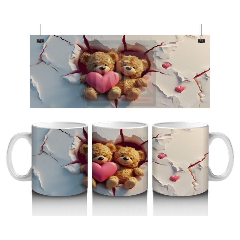 Çocuklara Sütü Sevdiren Sevgi Dolu Peluş Ayıcık Çifti Kupa Bardak