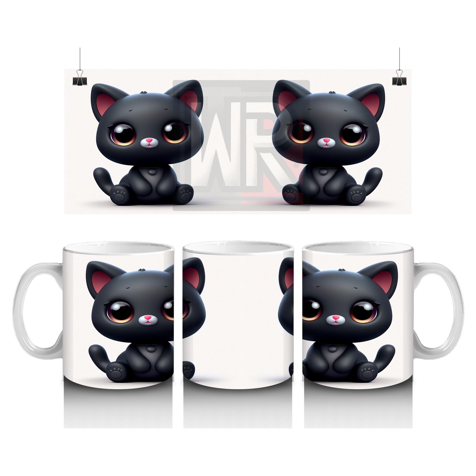 Çocuklara Sütü Sevdiren Sevimli Siyah Kedi Kupa Bardak