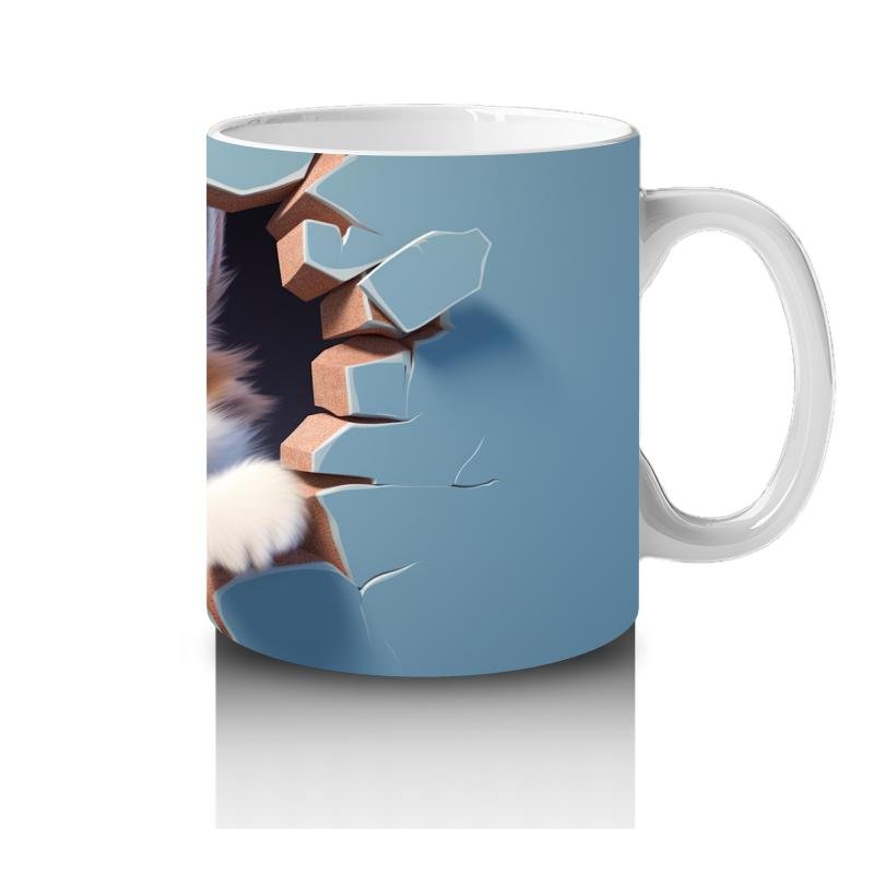 Çocuklara Sütü Sevdiren Sevimli Turuncu Yavru Kedi Desenli Kupa Bardak - 4