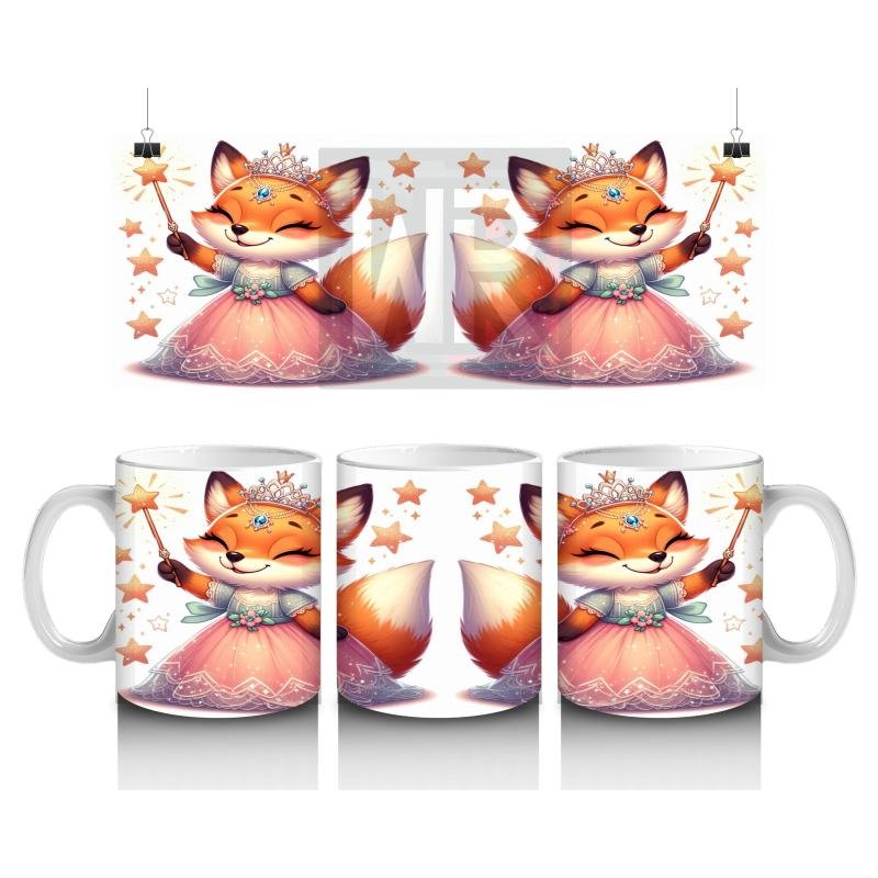 Çocuklara Sütü Sevdiren Sihirli Elbiseli Prenses Tilki Desenli Kupa Bardak