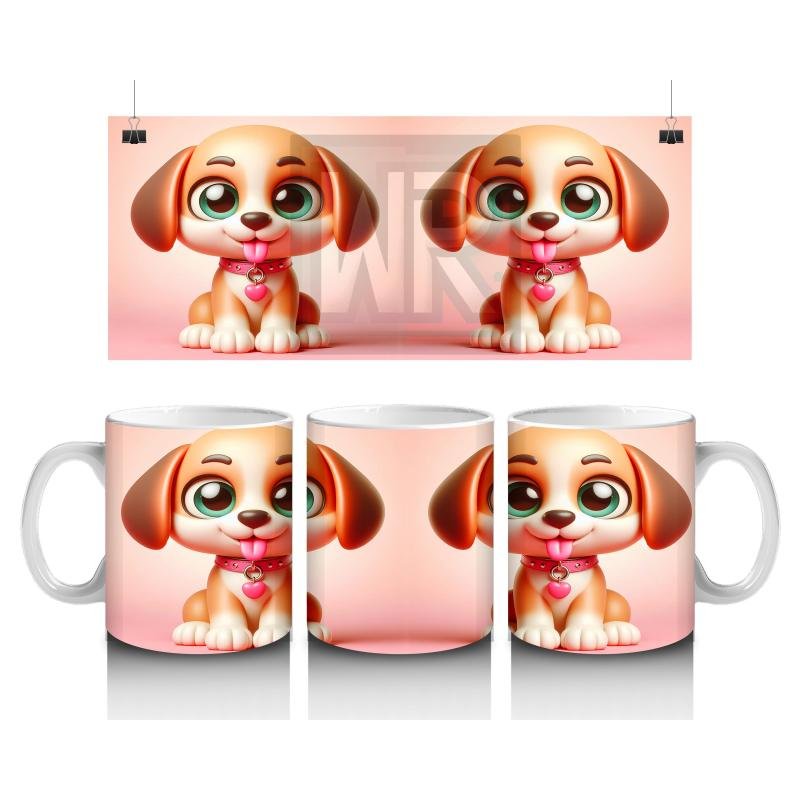 Çocuklara Sütü Sevdiren Şirin Yavru Köpek Kupa Bardak