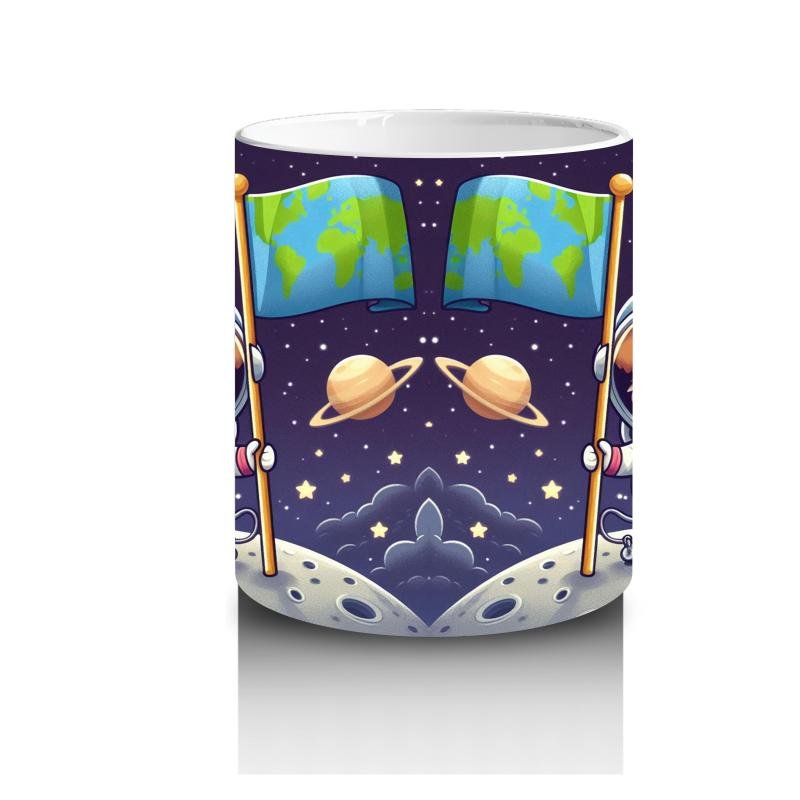 Çocuklara Sütü Sevdiren Uzay Kaşifi Sevimli Köpek Desenli Kupa Bardak - 3