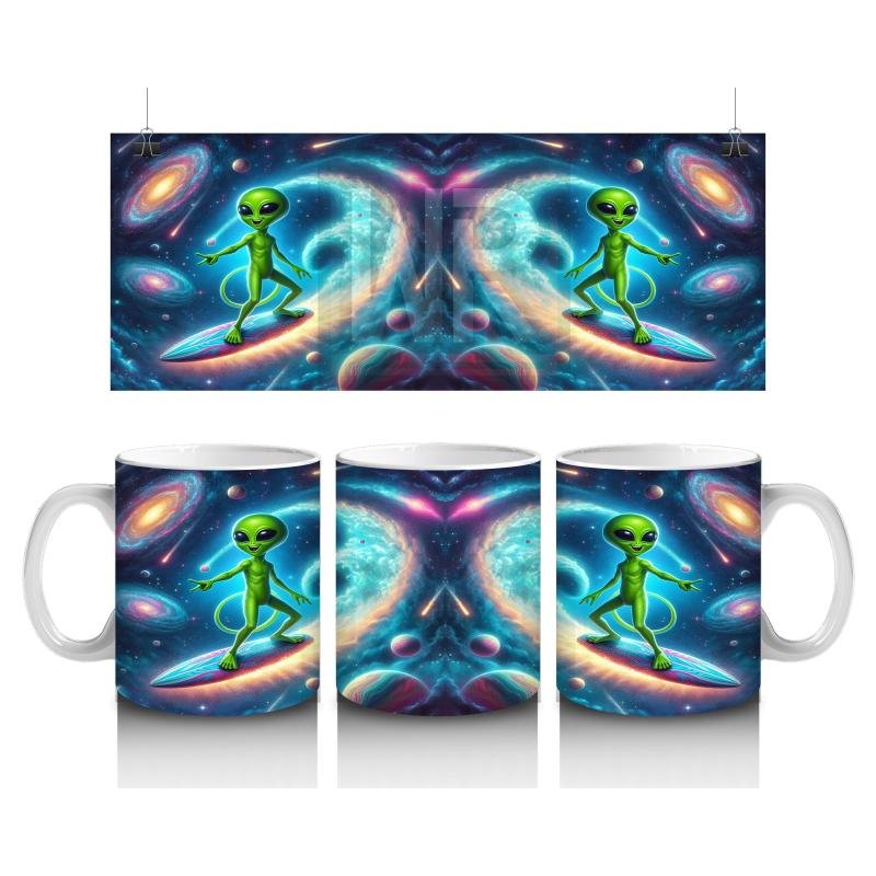 Çocuklara Sütü Sevdiren Uzayda Sörf Yapan Uzaylı Kupa Bardak