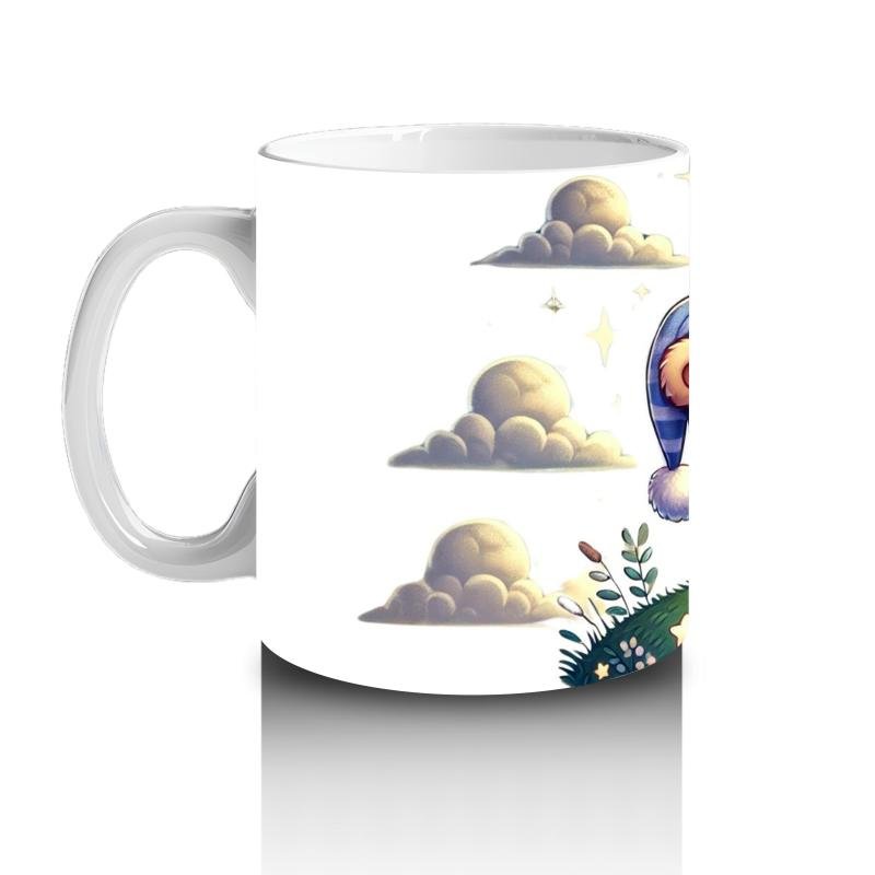 Çocuklara Sütü Sevdiren Yıldız Tutan Pijamalı Ayıcık Desenli Kupa Bardak - 2