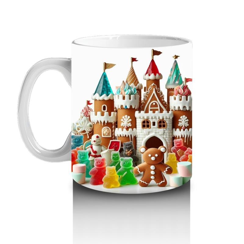 Çocuklara Sütü Sevdiren Zencefilli Kurabiye Şatosu ve Ayıcık Şekerler Desenli Kupa Bardak - 2