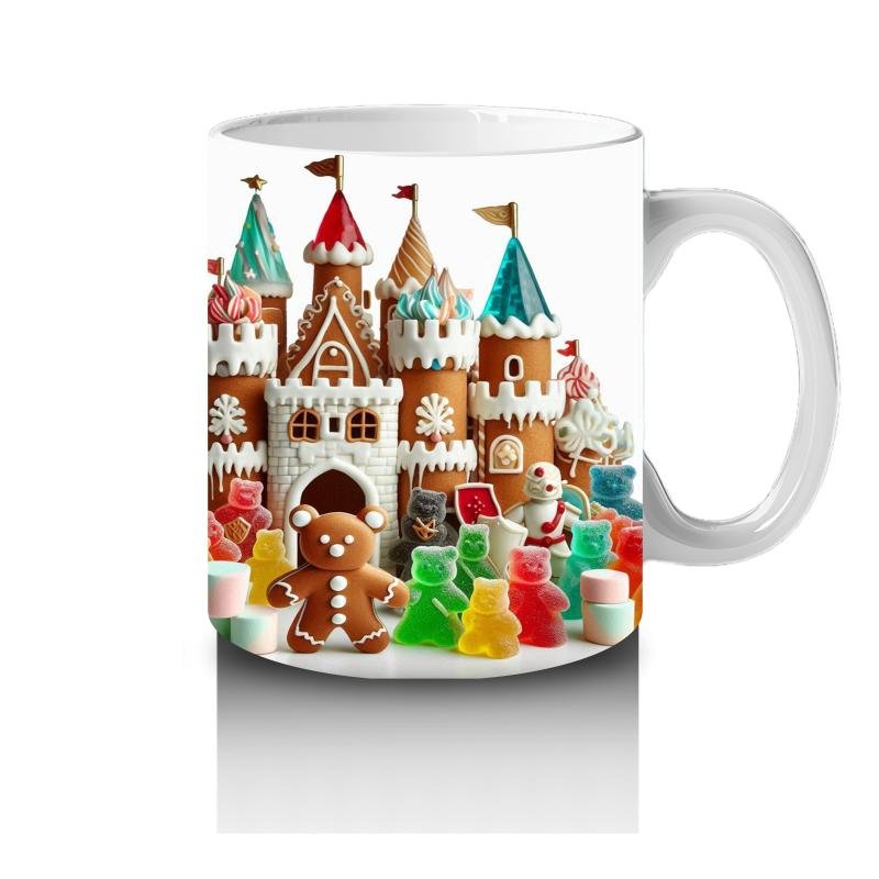 Çocuklara Sütü Sevdiren Zencefilli Kurabiye Şatosu ve Ayıcık Şekerler Desenli Kupa Bardak - 4