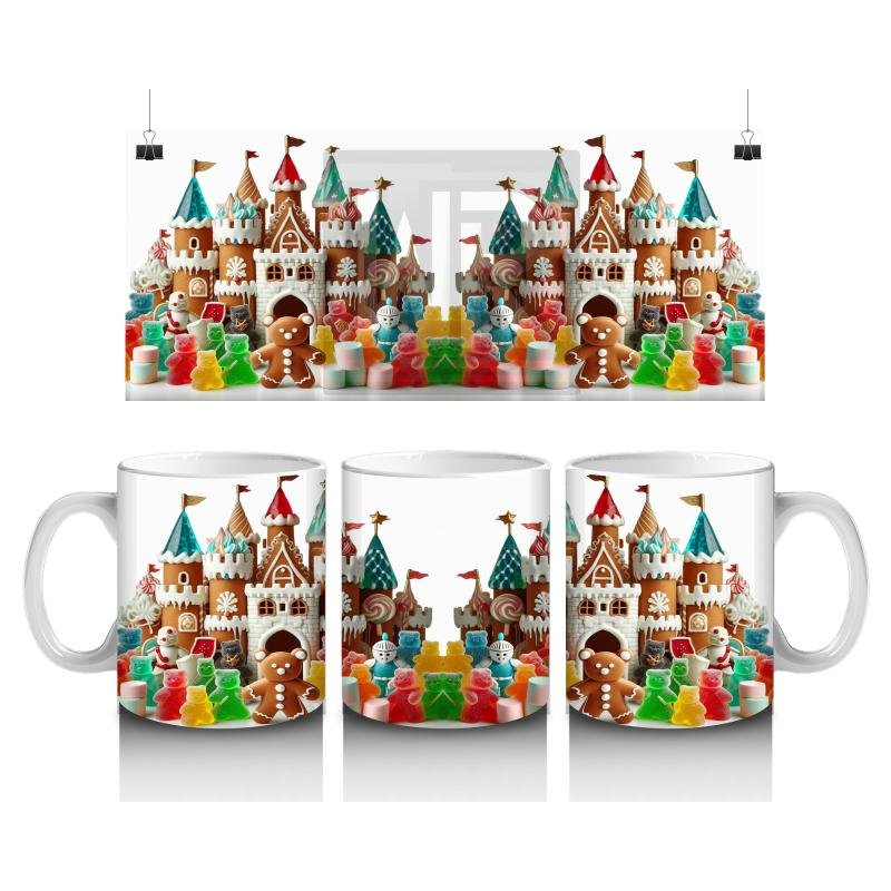 Çocuklara Sütü Sevdiren Zencefilli Kurabiye Şatosu ve Ayıcık Şekerler Desenli Kupa Bardak