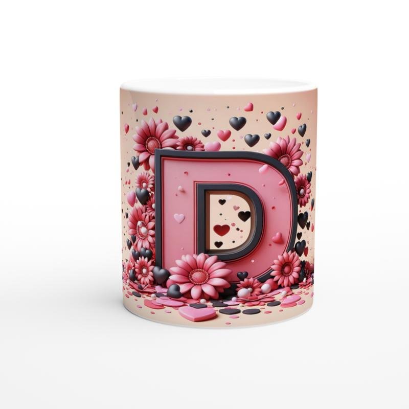 D Harfi Şık Tasarımlı Harfli Kupa Bardak