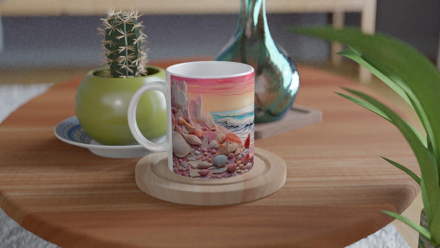 Dalga Kıyısındaki Renkli Kabuklar Kupa Bardak - 4