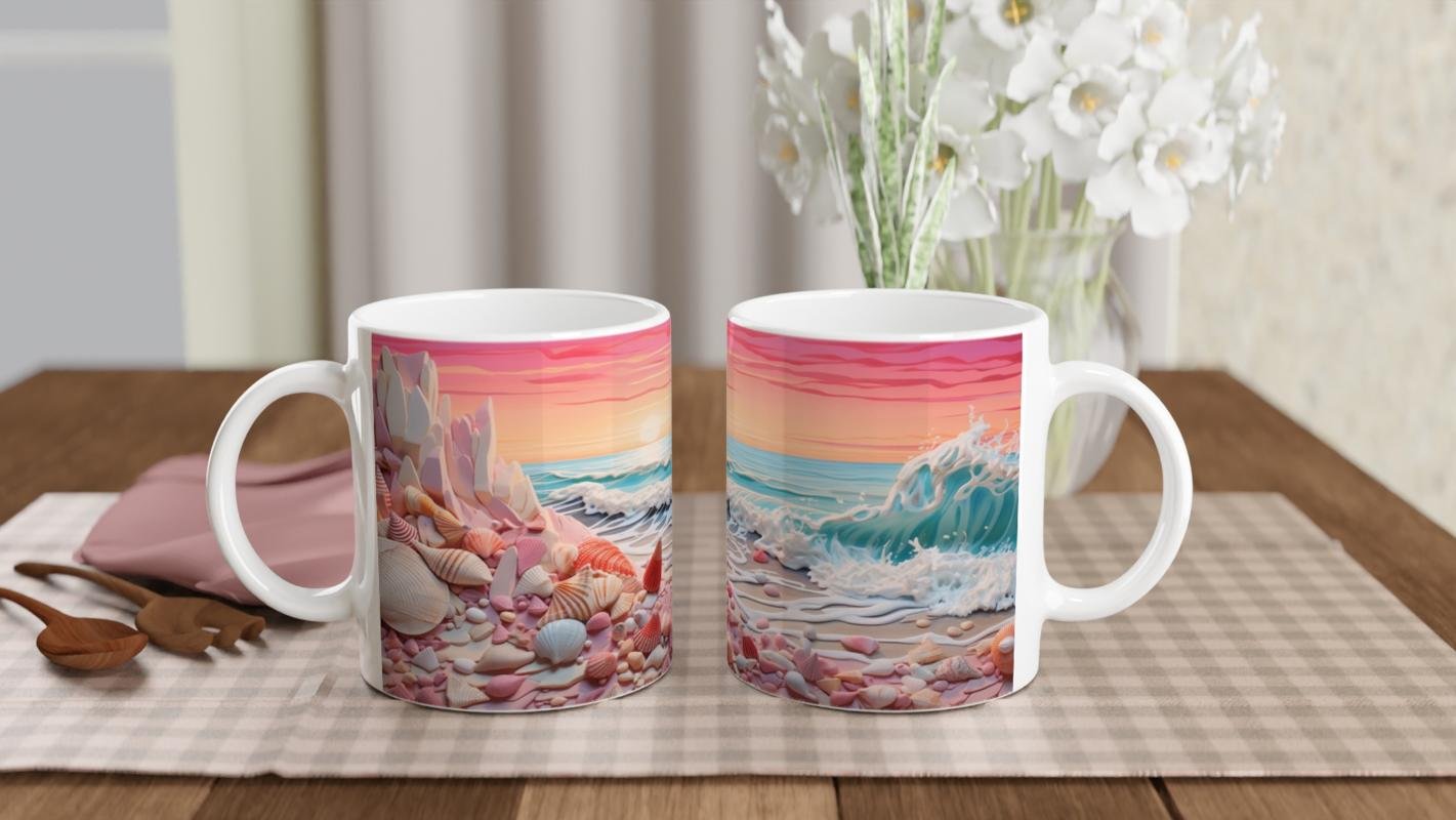 Dalga Kıyısındaki Renkli Kabuklar Kupa Bardak - 5