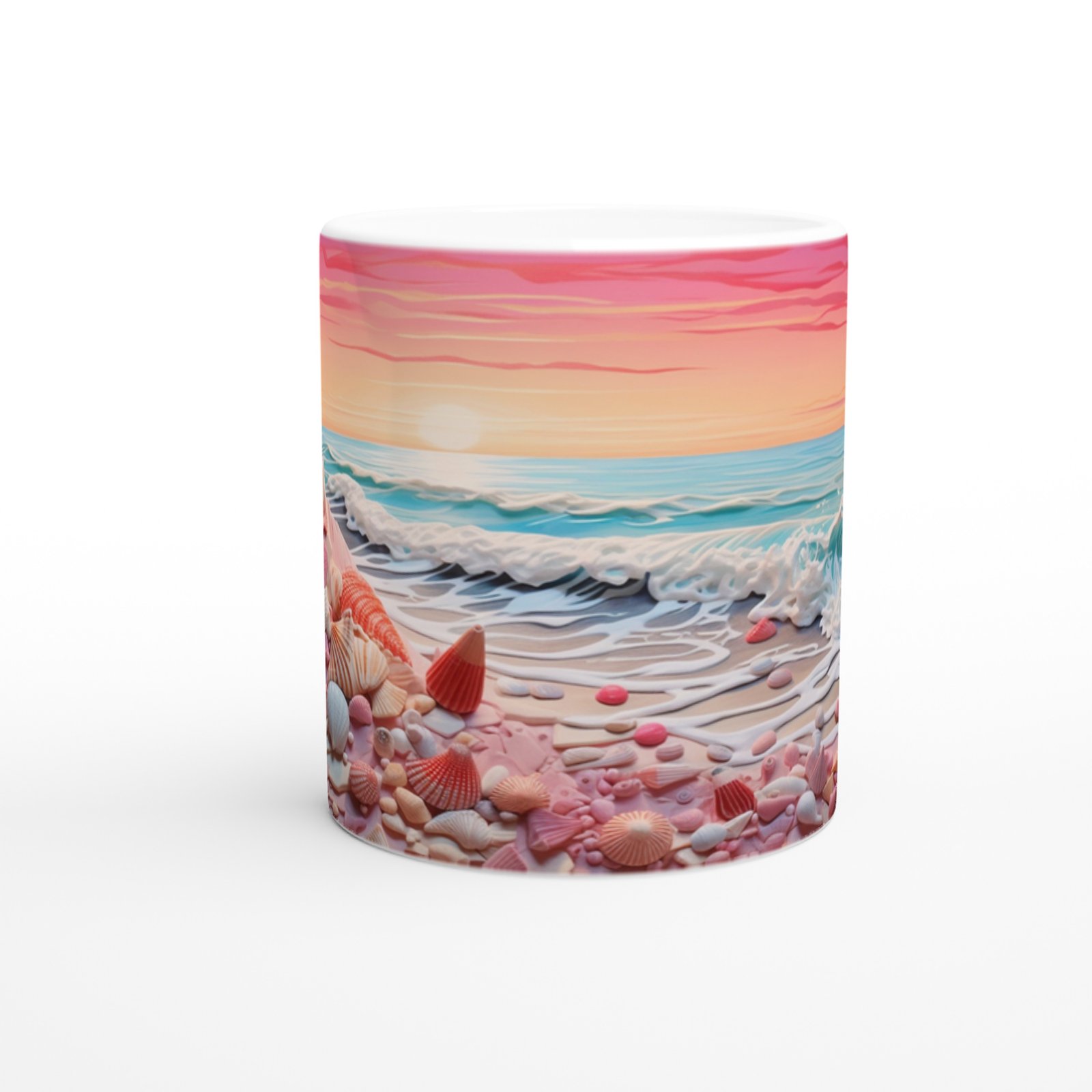 Dalga Kıyısındaki Renkli Kabuklar Kupa Bardak