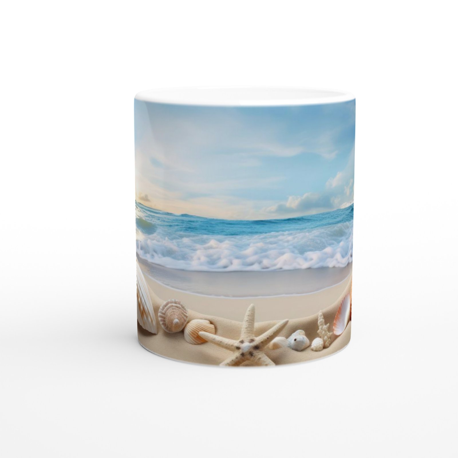 Dalga Sesleri ve Kabuklar Su Altı Temalı Kupa Bardak