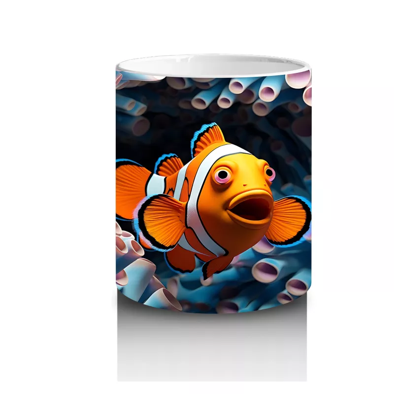 Dalgalar İçinde Neşeli Palyaço Balığı – Baskılı Kahve Kupası - 3