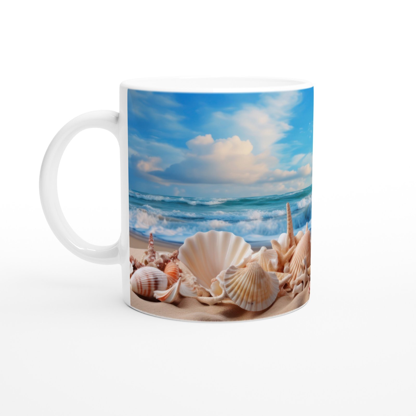 Dalgaların Kıyıya Taşıdığı Kabuklar Temalı Kupa Bardak - 2