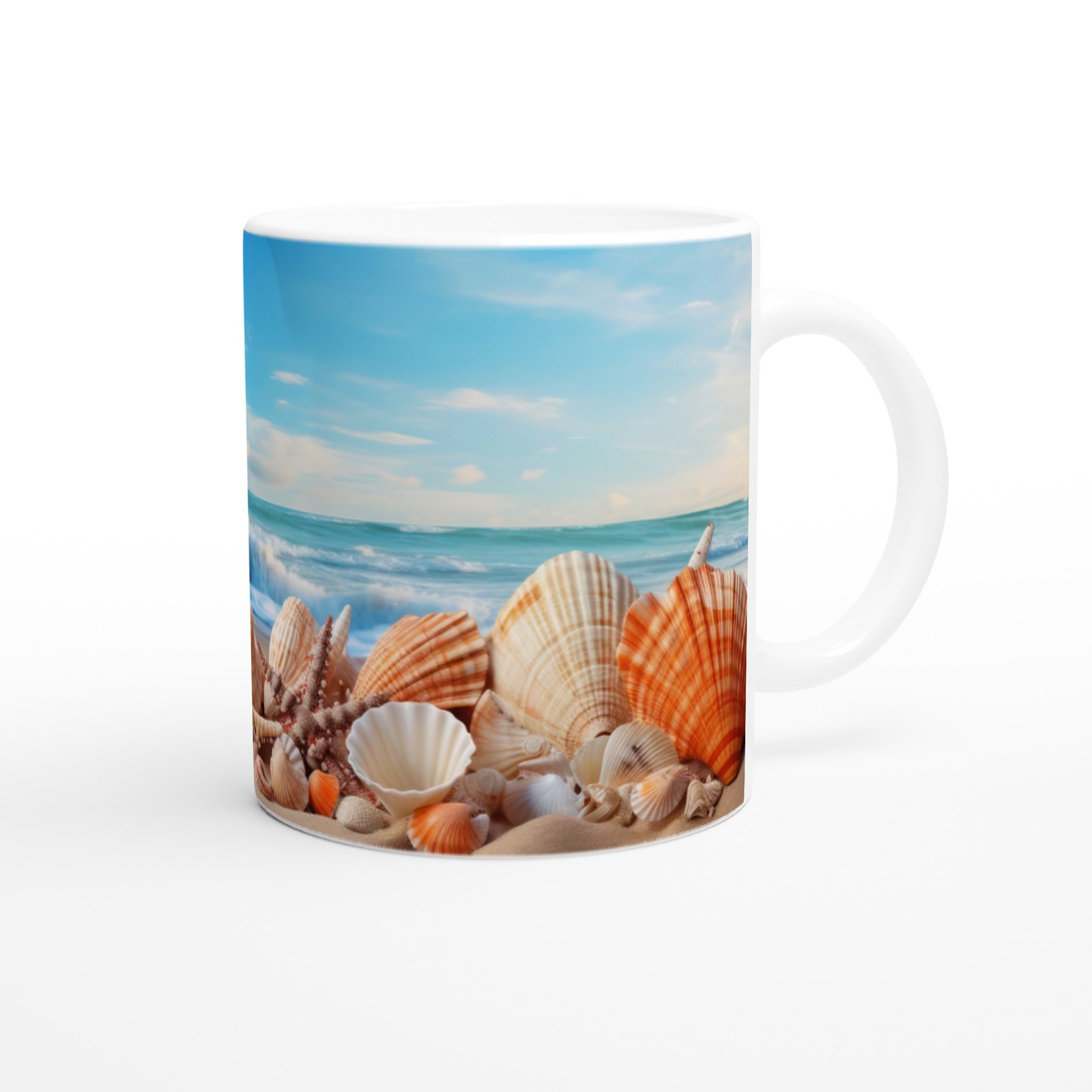 Dalgaların Kıyıya Taşıdığı Kabuklar Temalı Kupa Bardak - 3