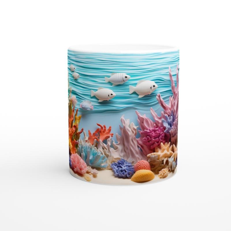 Deniz Dalgaları ve Renkli Mercanlar Kupa Bardak