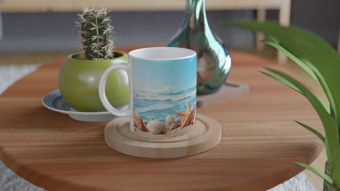 Deniz Yıldızlarıyla Süslenmiş Mercan Dünyası Kupa Bardak - 4