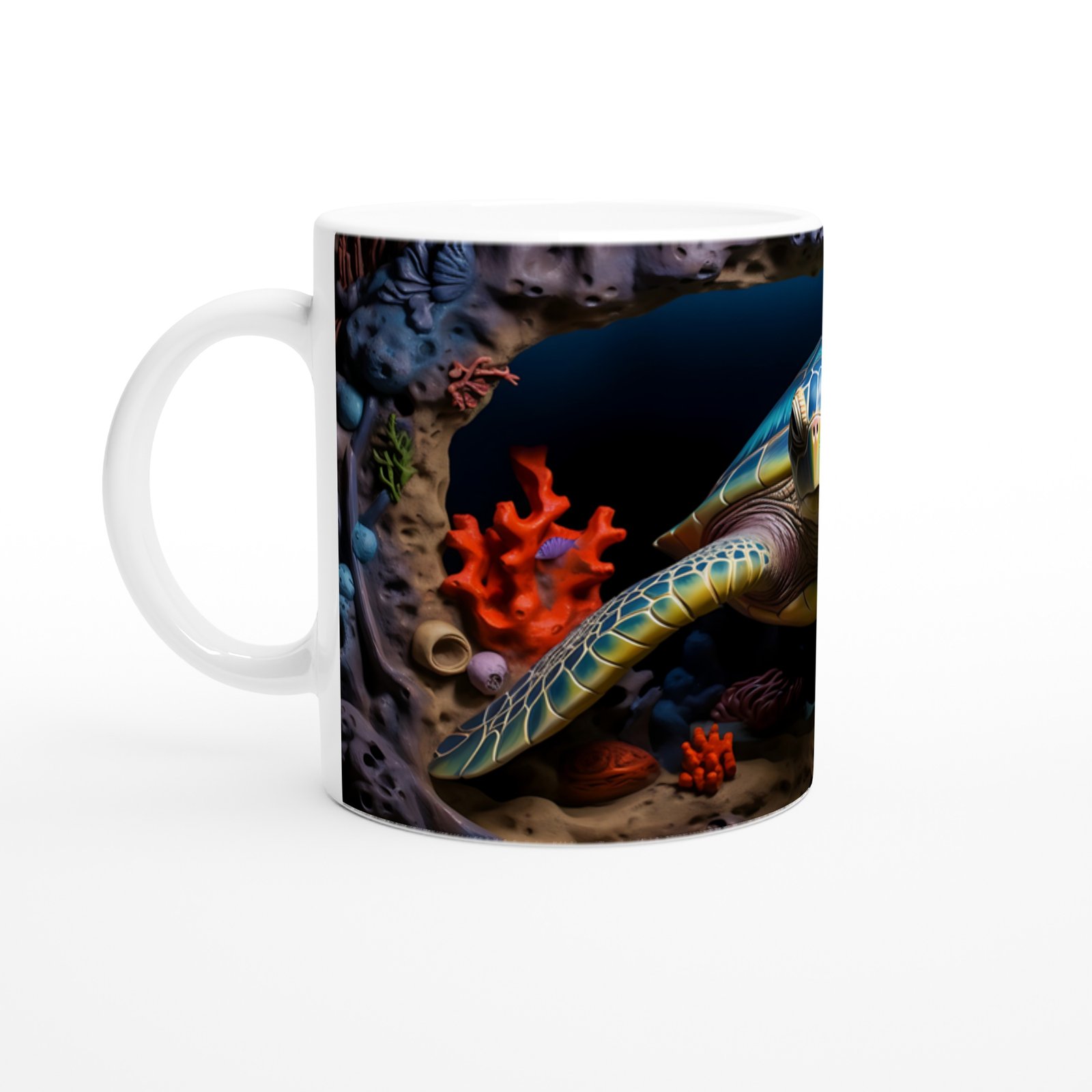 Derin Mavi Kabuklu Deniz Kaplumbağası Kupa Bardak - 2