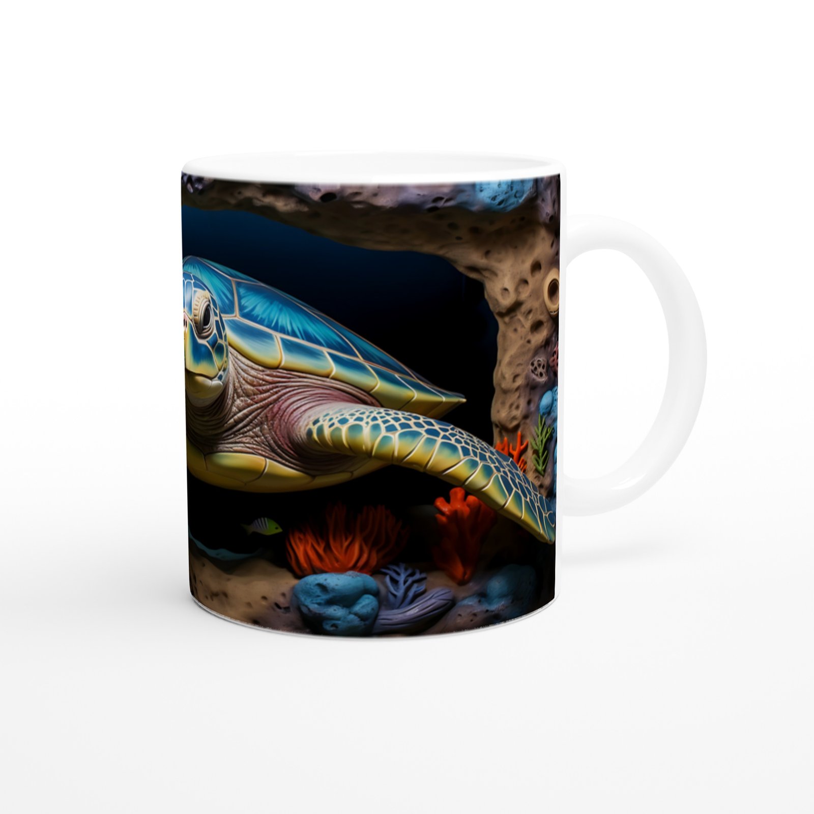 Derin Mavi Kabuklu Deniz Kaplumbağası Kupa Bardak - 3