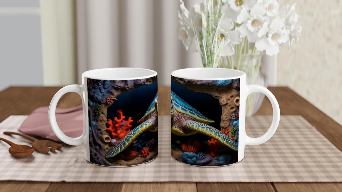 Derin Mavi Kabuklu Deniz Kaplumbağası Kupa Bardak - 5