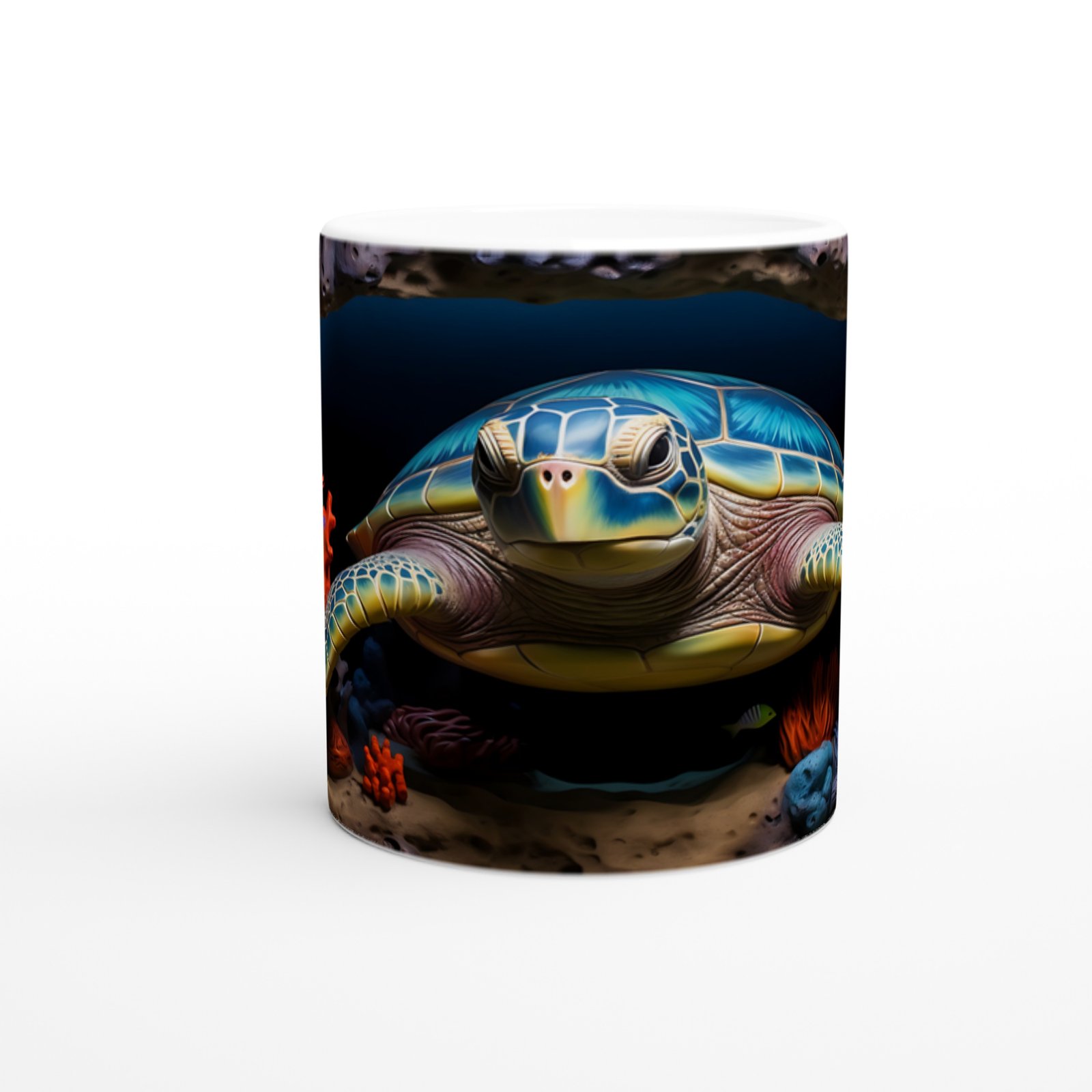 Derin Mavi Kabuklu Deniz Kaplumbağası Kupa Bardak