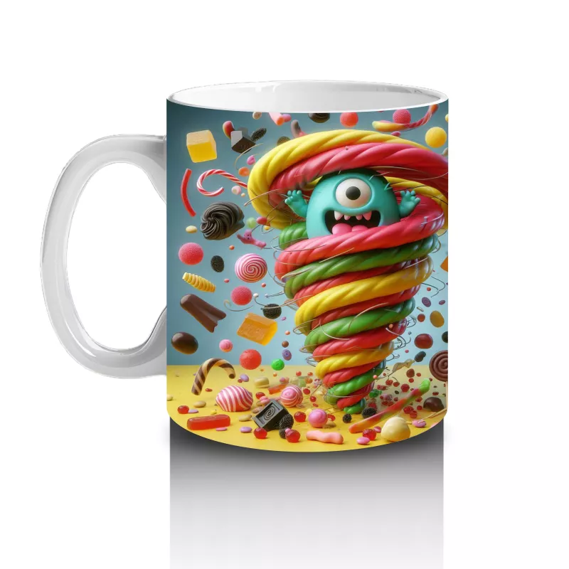 Dev Spiral Şekerler ve Göz Dönmesi Efektiyle Eğlenceli Cadılar Bayramı Baskılı Kupa - 2