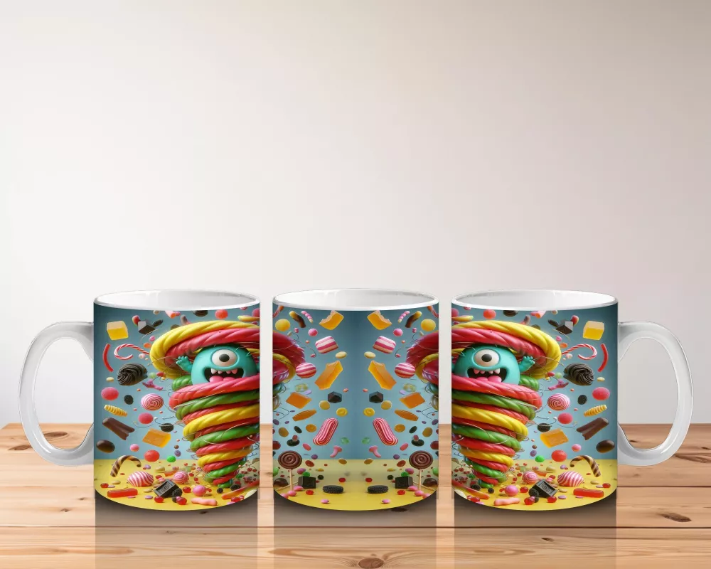 Dev Spiral Şekerler ve Göz Dönmesi Efektiyle Eğlenceli Cadılar Bayramı Baskılı Kupa - 5