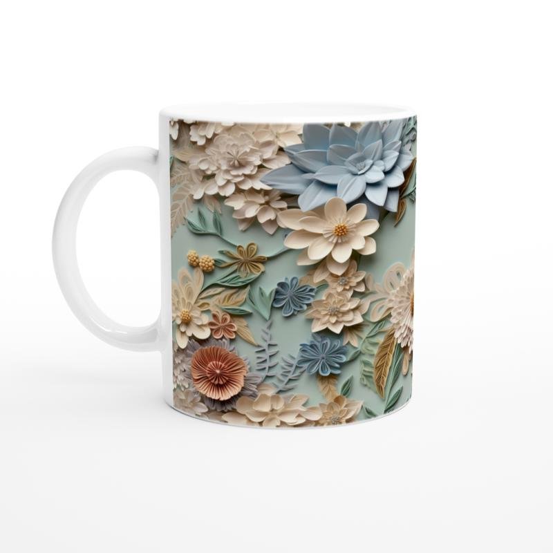 Doğal Bahar Esintisi Rölyef Çiçekli Kupa Bardak