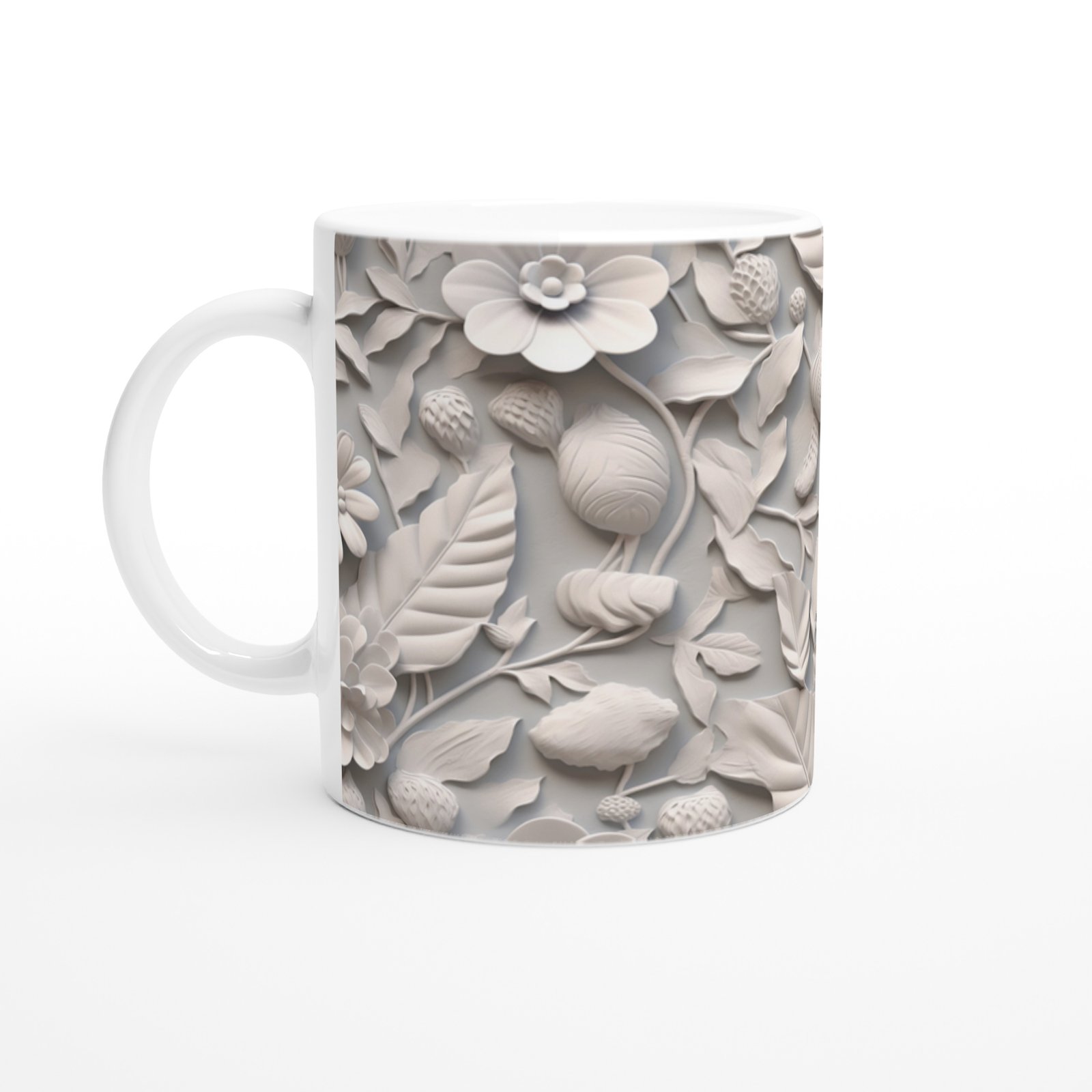 Doğal Doku Çiçek ve Yaprak Kupa Bardak