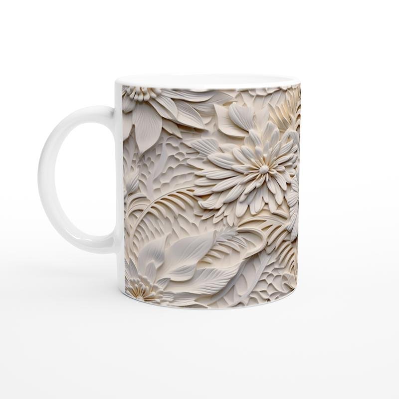 Doğal Rölyef Çiçek Dokulu Kupa Bardak