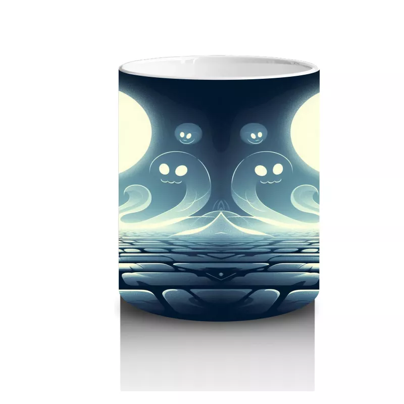 Dolunay Altında İskelet Silüetiyle Korku Temalı Cadılar Bayramı Baskılı Kupa Bardak - 3