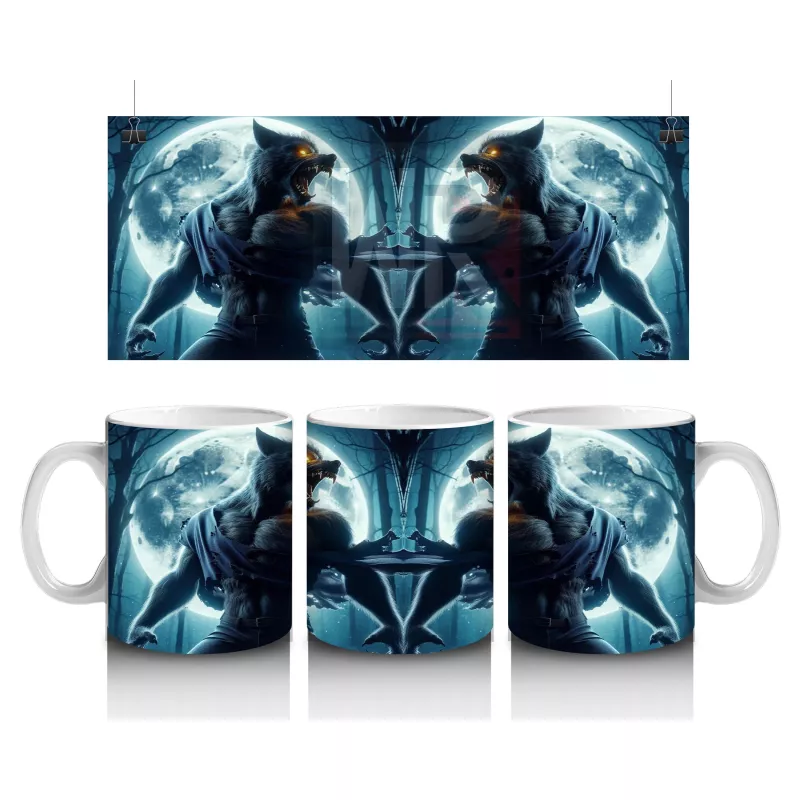 Dolunay Önünde Büyü Yapan Cadı Figürlü Mistik Cadılar Bayramı Baskılı Kupa Bardak