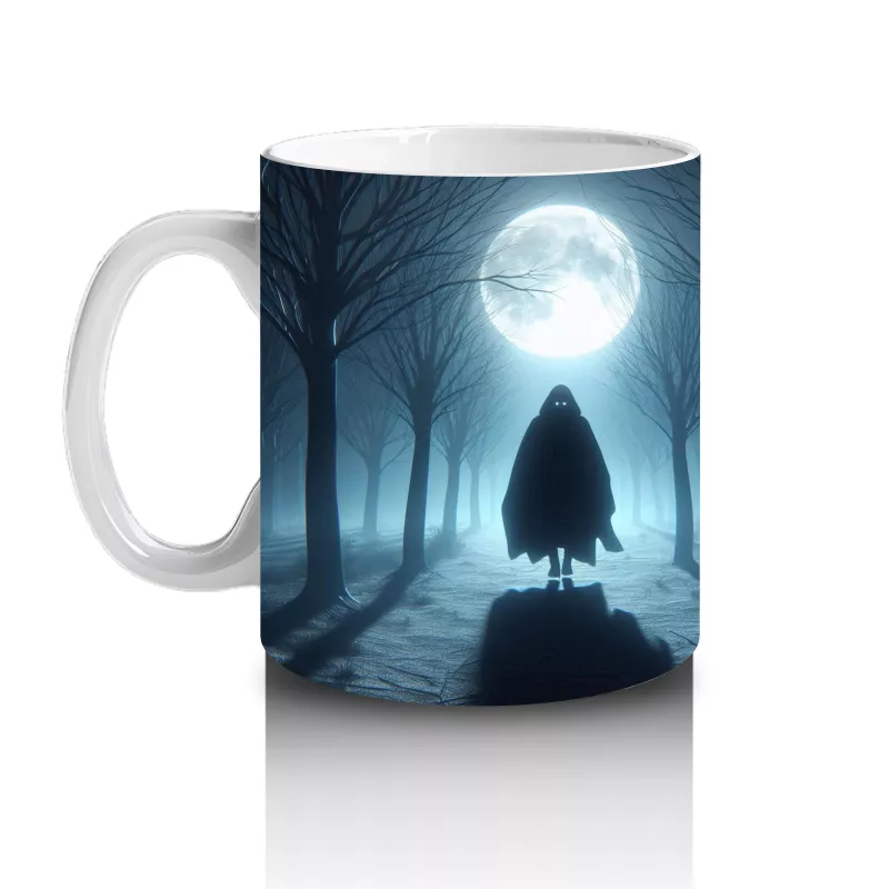 Dolunay Önünde Cadı Silüeti Figürlü Gotik Cadılar Bayramı Baskılı Kupa Bardak - 2