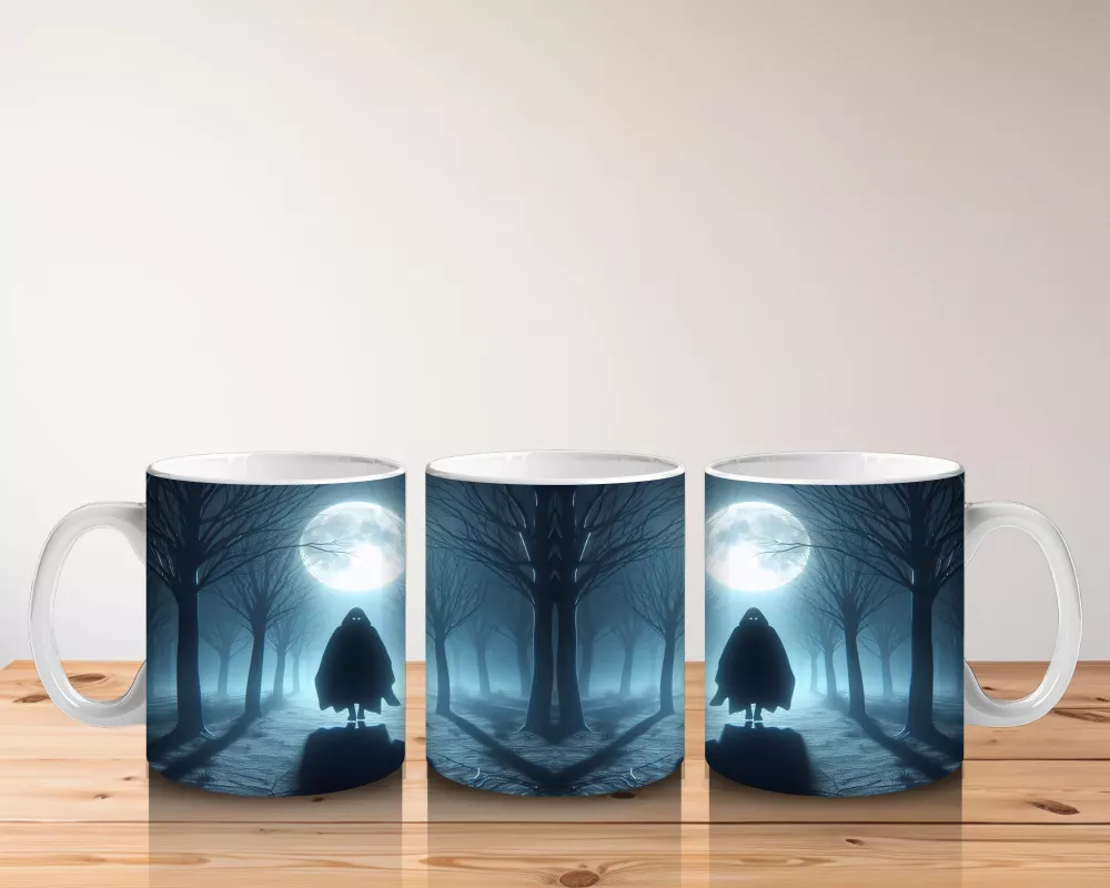 Dolunay Önünde Cadı Silüeti Figürlü Gotik Cadılar Bayramı Baskılı Kupa Bardak - 5