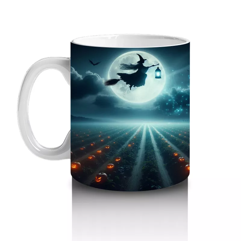 Dolunay Önünde Dev Göz Figürüyle Gotik Korku Temalı Cadılar Bayramı Baskılı Kupa - 2