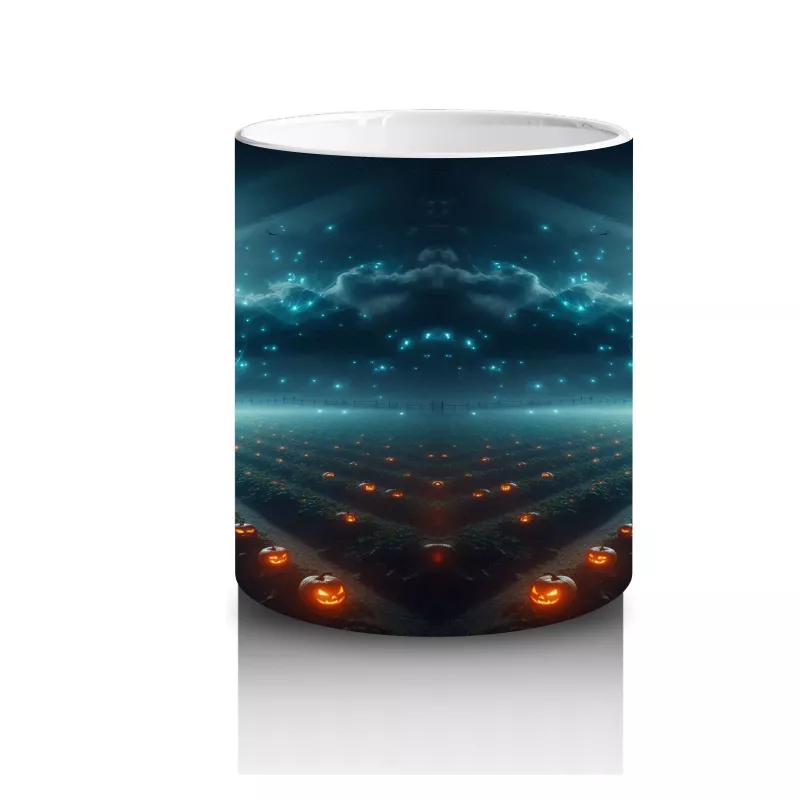 Dolunay Önünde Dev Göz Figürüyle Gotik Korku Temalı Cadılar Bayramı Baskılı Kupa - 3