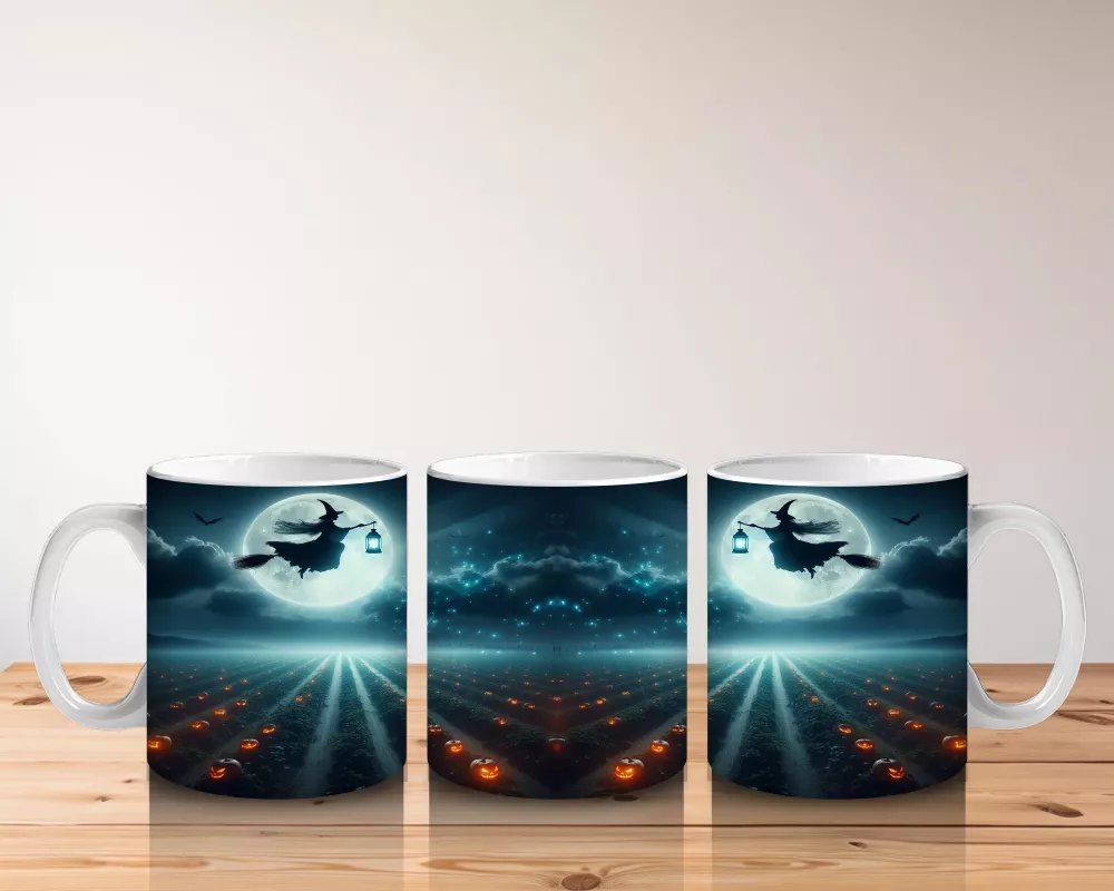 Dolunay Önünde Dev Göz Figürüyle Gotik Korku Temalı Cadılar Bayramı Baskılı Kupa - 5