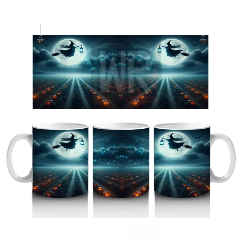 Dolunay Önünde Dev Göz Figürüyle Gotik Korku Temalı Cadılar Bayramı Baskılı Kupa